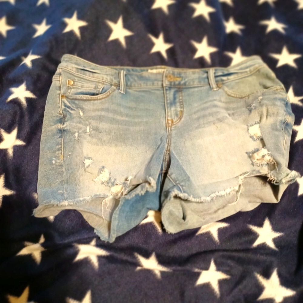 Distressed light blue jean shorts size 12 GAP